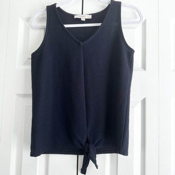 Loft Tank Sweater Size SP Navy Sleeveless Tie Front - Picture 1 of 9